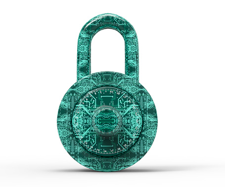 digital safety concept padlock isolated on white. security