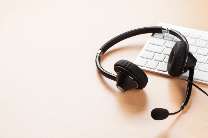 Office,Desk,With,Headset,And,Pc.,Call,Center,Support,Table. remote